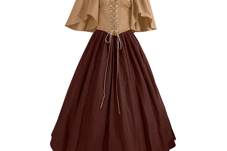 Womens Renaissance Faire Dresses Medieval Irish Traditional plus Size Dresses Ruffle over Dress Corset Retro Cosplay Gown