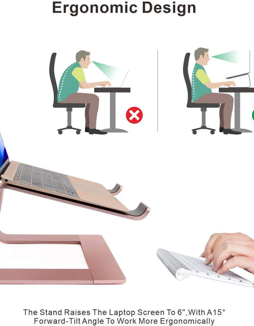 Load image into Gallery viewer, Laptop Stand, Ergonomic Aluminum Laptop Mount Computer Stand, Detachable Laptop Riser，Notebook Holder Stand Compatible with Macbook Pro/Air HP Lenovo Samsung Huawei ，All 10-17.3" Laptops(Rose Gold)
