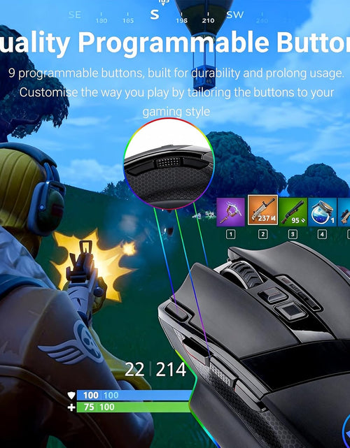 Load image into Gallery viewer, M801 PC Gaming Mouse LED RGB Backlit MMO 9 Programmable Buttons Mouse with Macro Recording Side Buttons Rapid Fire Button for Windows Computer Gamer (Wireless, Black)
